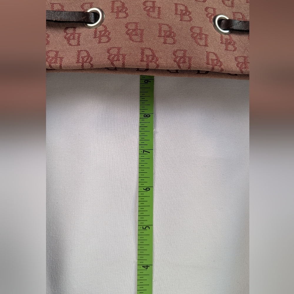 Dooney & Bourke Signature Monogram Tassel Large Tote Burgundy Canvas Leather - Picture 15 of 15